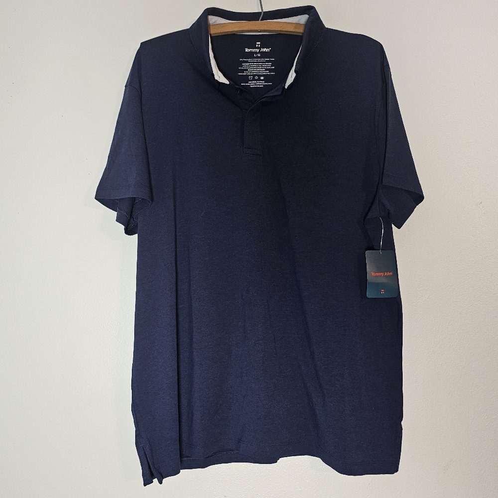 NWT Tommy John Second Skin Pima Cotton Short Sleeve Polo Shirt Size Large